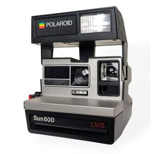 Polaroid Sun 600 LMS Instant Film Camera Silver Black Vintage 80s Retro WORKING